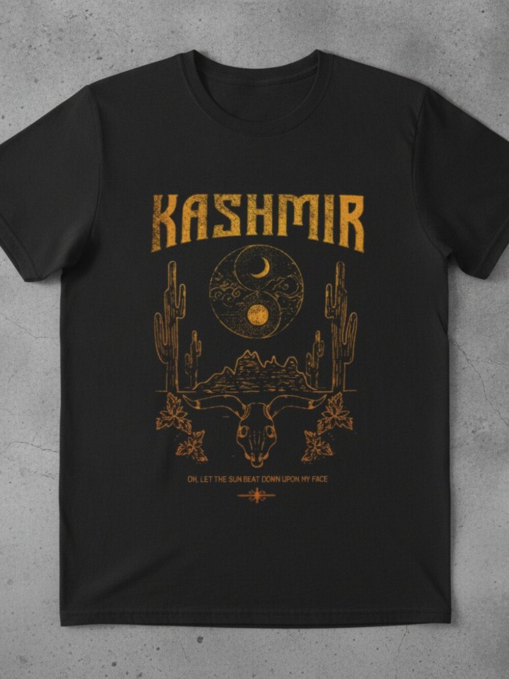 Led Zeppelin Kashmir Desert Sun Rock Vintage Black Graphic T-Shirt